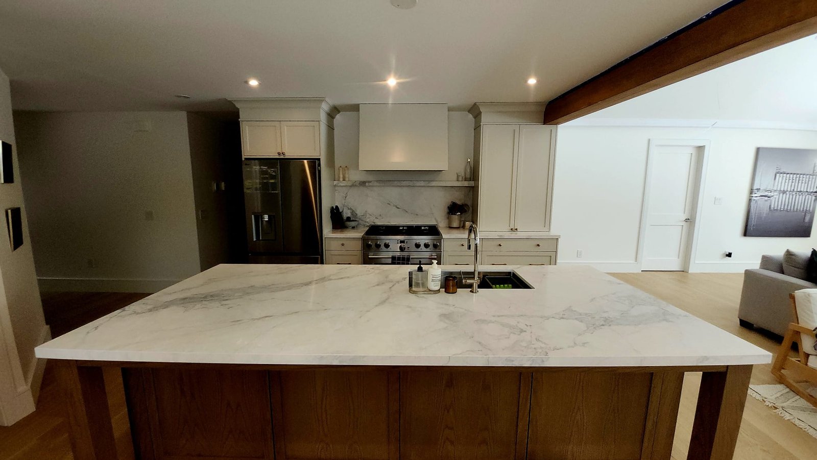 Contemporary kitchen renovation with island countertop