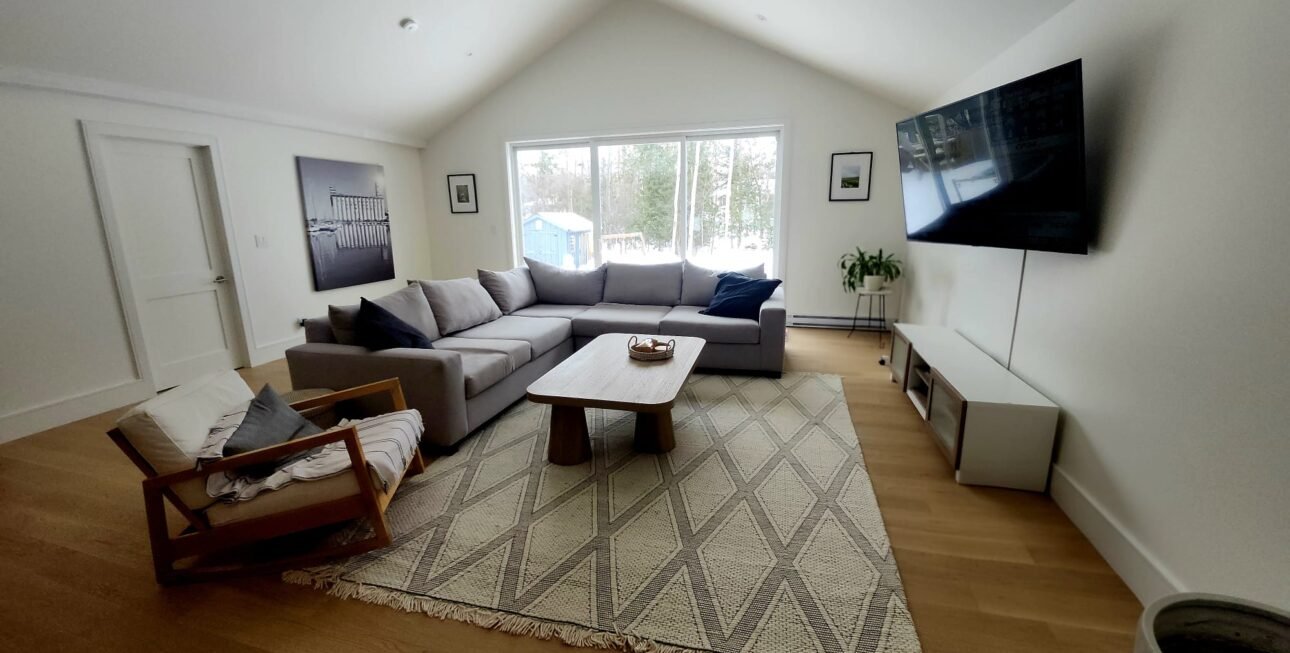 Modern living room renovation with natural lighting